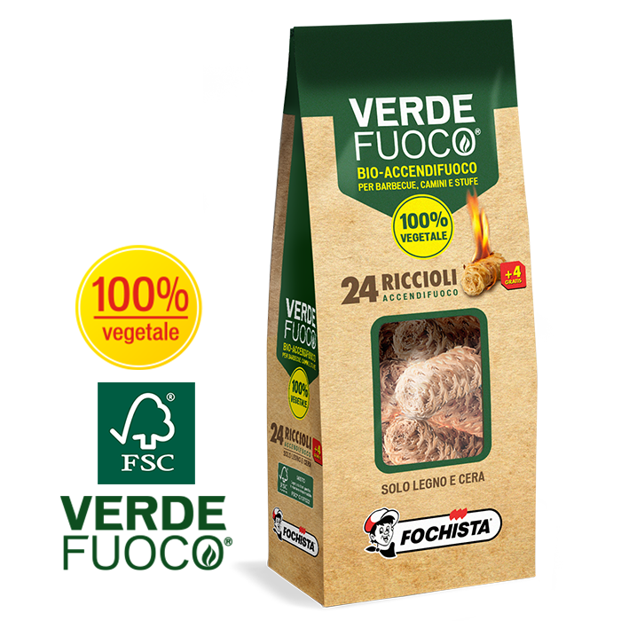 Diavolina Accendi fuoco Eco-Ricci 100% vegetale GreenPower